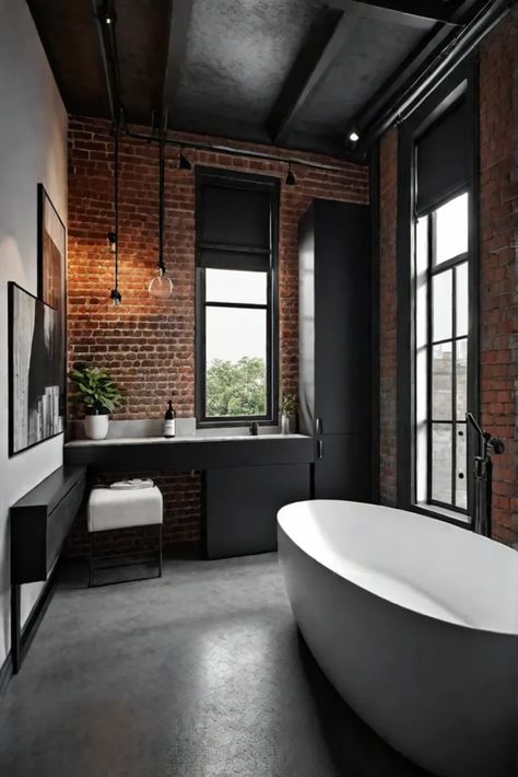 Industrial bathroom concrete flooring minimalist design Bathroom Ideas Industrial, Concrete Floor Bathroom, Concrete Bathroom Ideas, Loft Bathrooms, Bathroom Concrete Floor, Industrial Bathroom Ideas, Cork Interior, Industrial Style Interior Design, Modern Industrial Bathroom