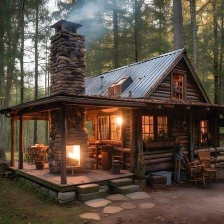 Log Cabin Homes, Wooden Dining Table Designs, Log Cabin Rustic, Villain Outfits, Small Log Cabin, Outfits Female, Backyard Kitchen, Cabin Living, Little Cabin