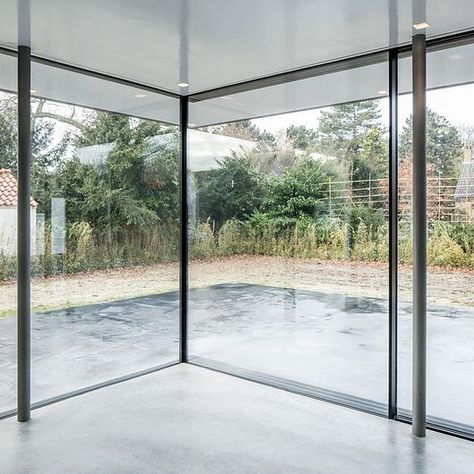 The Groenland private home is fitted with Omicron sliding glass from Orama Minimal Frames to create an open corner. Sliding Windows, Corner Glass Window, Minimal Windows, Sliding Window, Corner Window, Window Types, Outdoor Material, Windows Exterior, Double Glazing