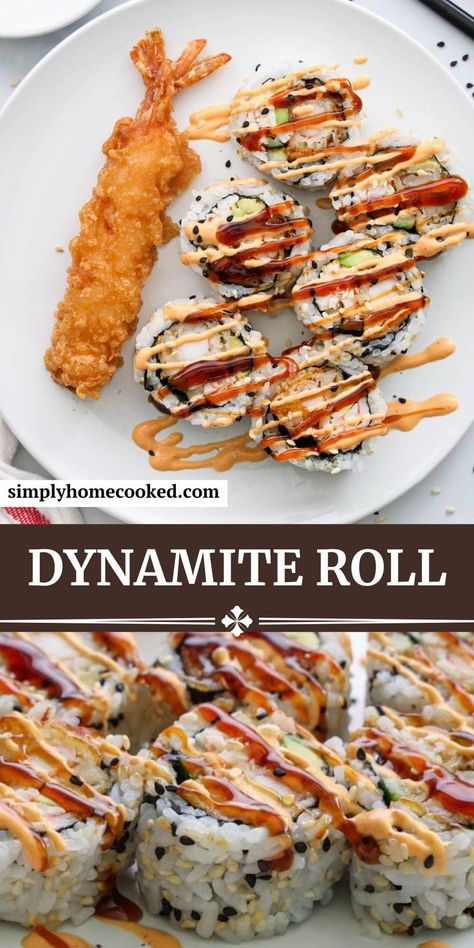 Sushi Recipes, Dynamite Roll, Sushi Recipes Homemade, Sushi Roll Recipes, Easy Sushi, Sushi At Home, Homemade Sushi, Sushi Roll, Deilig Mat