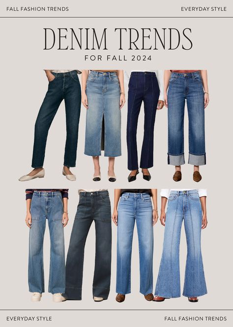 Trending Denim Jeans, Fall Basics 2024, Fall 2024 Jeans, Fall 2024 Style Trends, Winter Trends 2024/2025, Fall 2024 Jean Trends, Fall Jeans 2024, Jeans Fall 2024, 2024 Jeans Outfit