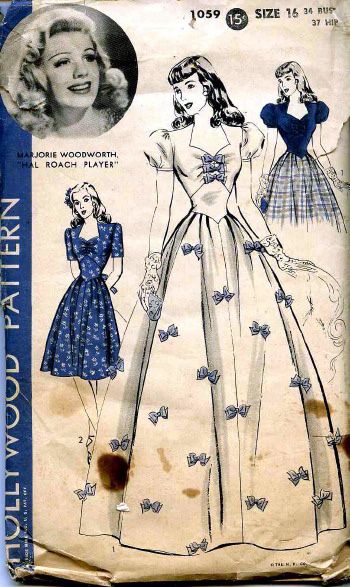 1940s Evening Dresses, Vintage Clothes Patterns, Evening Dress Patterns, Patron Vintage, Fashion 1940s, Beautiful Evening Dresses, Vintage Dress Patterns, 1940s Fashion, Moda Vintage