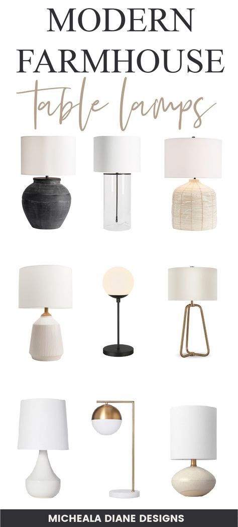 Modern Farmhouse Style Table Lamps for every budget. Modern farmhouse lamps for living rooms and bedrooms. Modern Boho Living Room Lamps, Living Room Lamp Sets, Lamps For Gray Living Room, Modern Farmhouse Bedside Lamps, Modern Rustic Table Lamp, Minimalist Living Room Table Lamps, Lamps For Side Tables, Small Living Room Lamp, What Size Lamps For Living Room