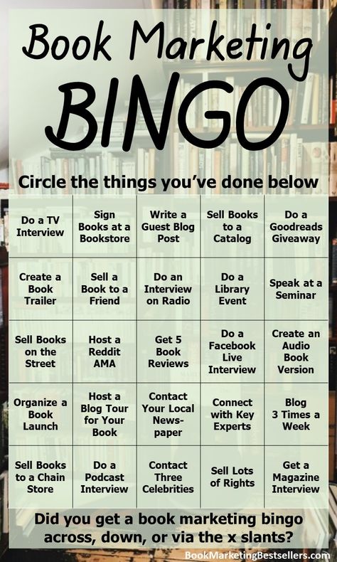 Are you doing enough to market your books? You can find your answer below. How many of these book marketing activities have you done for your most important book? Do you score a bingo on this Book Marketing Bingo card? How To Market Your Book, Book Store Ideas Business, Bookstore Activities, Book Promotion Ideas, Book Marketing Ideas, Book Branding, Writing Club, Book Swag, Marketing Activities