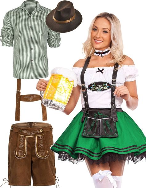 Couple Green Oktoberfest German Beer Lederhosen Bavarian Hat, Beer Maid, Teletubbies Costume, Clown Accessories, Oktoberfest Costume, Couples Halloween Outfits, Uniform Accessories, Masked Singer, Couples Halloween