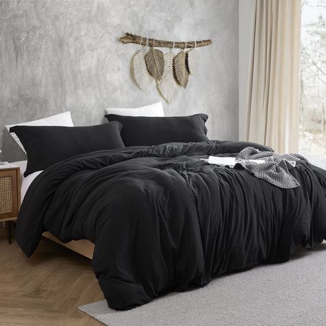 Oversized King Comforter, Black Comforter, Modern Bed Set, Black Duvet, Black Duvet Cover, Bed Comforter Sets, Material Bed, Comfortable Bedroom, Soft Bedding