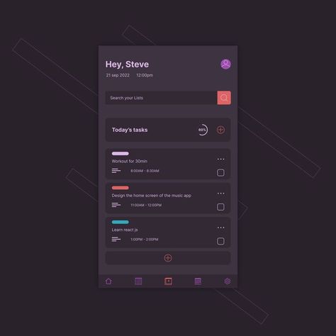 Ui/Ux design of a todo list app Todo List App, Web App Ui Design, Ui Website, Ui Color, Home Screen Design, Ui Design Website, List Design, Todo List, Web Ui Design