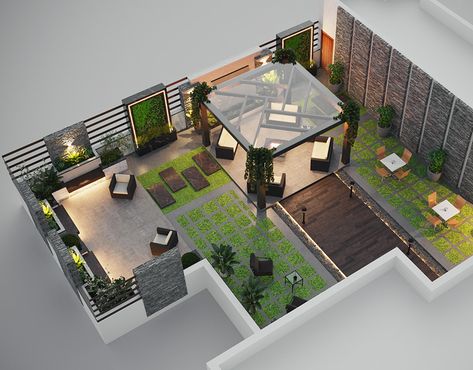 10 MARLA SPANISH HOUSE DESIGN on Behance Roof Garden Plan Architecture, Roof Landscape Design Plan, Rooftop Architecture Design, Roof Terrace Landscape Design, Terrace Design Plan, Terrace Landscape Design Plan, Terrace Garden Design Rooftop, Rooftop Garden Design Modern, Roof Garden Design Plan