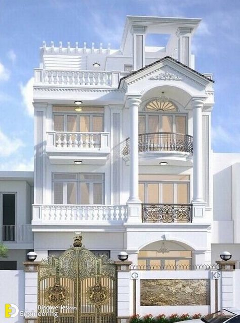 Amazing Classic Exterior House Design Ideas - Engineering Discoveries Classic Exterior House, Exterior House Design Ideas, Exterior House Design, Home Designs Exterior, Classic Exterior, House Outer Design, Small House Front Design, Small House Elevation, Classic House Exterior