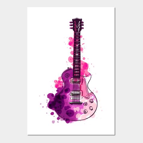 Guitar Painting Watercolor, Electric Guitar Watercolor, Watercolor Guitar Painting, Guitar Watercolor Painting, Guitar Symbol, Guitar Bookmark, Guitar Drawings, Electric Guitar Drawing, Guitar Cards