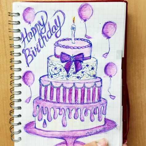 Birthday cake🎂 #pink &#purple . . . #artist #art #artstagram #doodle #drawing #instapic #picoftheday #instagood #instagram #instalike… Bday Cake Drawing, Birthday Drawing Ideas Art, Bday Drawings, Birthday Drawing Ideas, Birthday Cake Drawing, Drawing Cake, Drawing Ideas Art, Birthday Drawings, Cake Sketch