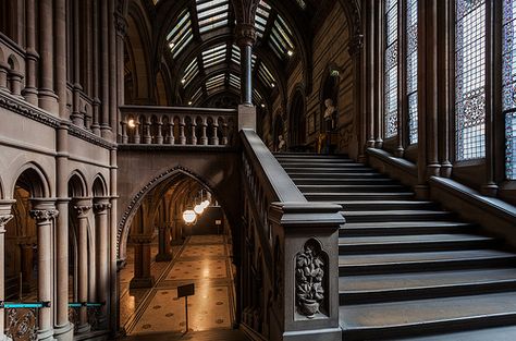 Manchester - Gothic Revivial Manchester, Home Décor, Stairs, Gothic Cafe, City Hall, Manchester City, Cafe, Road, Home Decor
