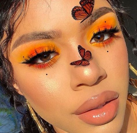 What Is Makeup, Orange Eye Makeup, Pop Art Makeup, Makeup Recipes, Butterfly Makeup, Yellow Makeup, Orange Makeup, Beauty Make-up, Makeup Eye Looks