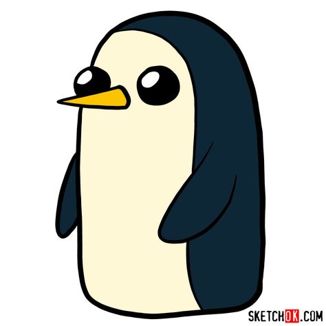 How to draw Gunter from Adventure Time - Step by step drawing tutorials Penguin From Adventure Time, Adventure Time Penguin Tattoo, Easy Drawings Penguin, Adventure Time Doodles Easy, Adventure Time Easy Drawings, Adventure Time Characters Design, Gunter Adventure Time Tattoo, Adventure Time Painting Ideas, How To Draw Adventure Time Style