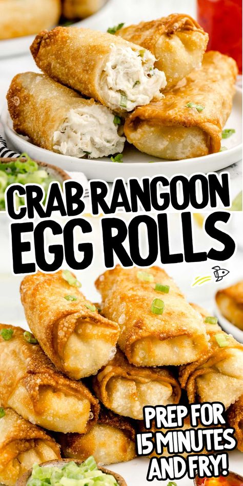 Our crab rangoon eggroll recipe creates a crispy, savory delight filled with creamy crab goodness that's perfect as an appetizer or snack. Crab Rangoon Tacos With Fried Rice, Crab Rangoon Egg Rolls Recipe, Salmon Ragoons Recipe, Thai Crab Recipes, Crab Rangoon Rice Cups, Crabcake Eggrolls, Mini Cup Appetizers, Crab Rangoon Cups, Eggroll Recipes