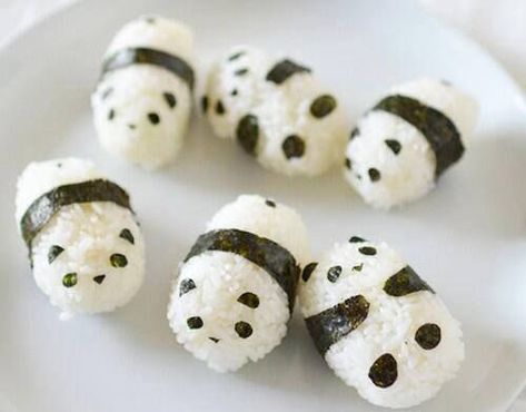 Panda Sushi, Koreansk Mad, Resep Slime, Kreative Snacks, Cute Baking, Läcker Mat, Think Food, Deilig Mat, Japanese Snacks