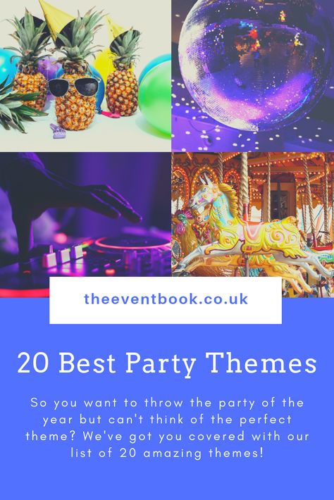 Unique Birthday Party Themes, Costume Party Themes, Women Party Ideas, Activities For One Year Olds, Party Dress Codes, Party Theme Ideas, Unique Party Themes, Gala Themes, Adult Party Themes