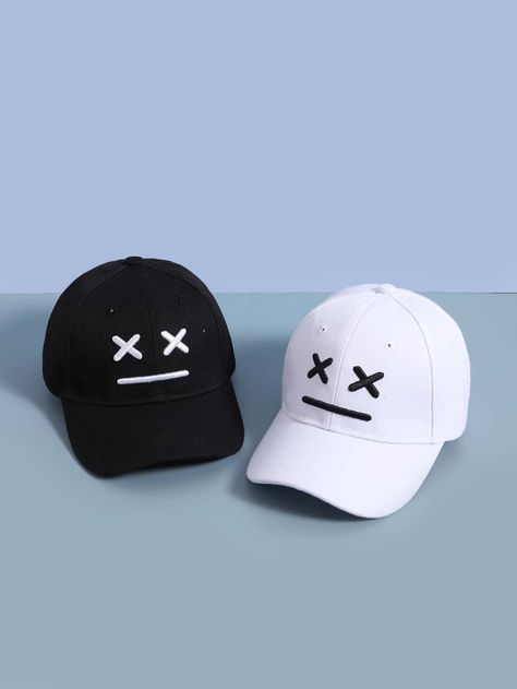 Black and White Casual Collar  Fabric Cartoon Baseball Cap Embellished  Spring/Fall Kids Accessories Trendy Caps, Kids Embroidery, Hats For Kids, Black And White Suit, Couple Fits, Stylish Caps, Base Ball, Fashion Cap, Casual Cap