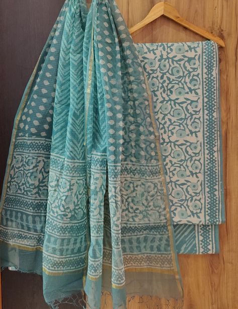 Printed Cotton Suit Designs, Ladies Suits Indian, Hand Block Printed Suits, Cotton Suit Designs, Simple Kurtis, Suits Indian, Pure Cotton Suits, Kalamkari Dresses, Block Printed Suits