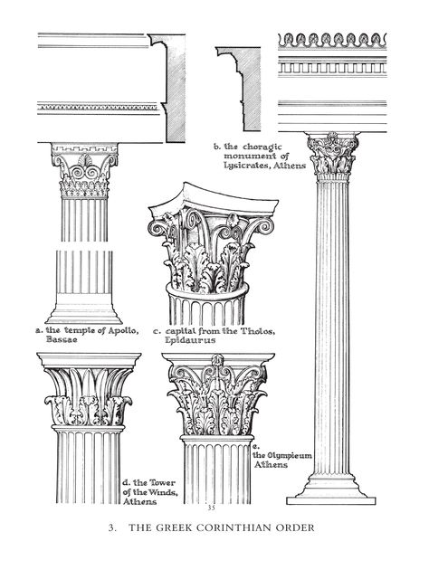 Corinthian Pillar, Corinthian Order, Ionic Order, Cinema Decor, Architectural Orders, Greek Columns, Greek Architecture, Corinthian Column, Roman Columns