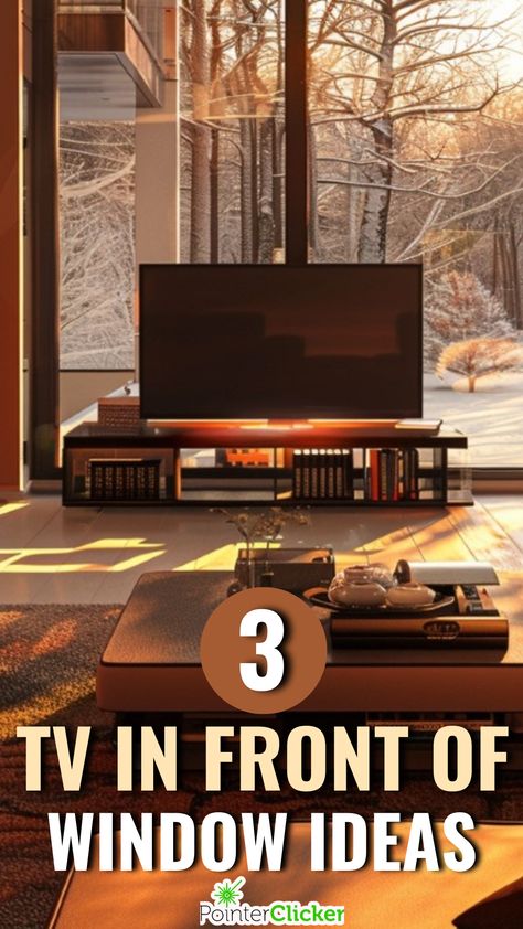 tv in front of window ideas Tv Near Window Living Rooms, Tv Below Window, Tv In From Of Window, Best Place For Tv In Living Room, Tv Console In Front Of Window, Tv On Window Wall Living Room, Small Living Room With Lots Of Windows, Tv With Plants Around, Living Room Tv In Front Of Window