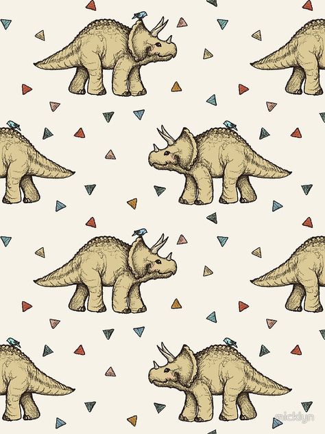Triceratops & Triangles by micklyn le feuvre on Redbubble - Available on duvet covers & pillows - I want this for my little boy's room. : ) #dinosaur #pattern #illustration Triceratops Wallpaper, Dinosaur Background, Dinosaur Prints, Princess Kitty, Scrapbook Patterns, Dinosaur Wallpaper, Art Alevel, Triangle Art, Triangle Print