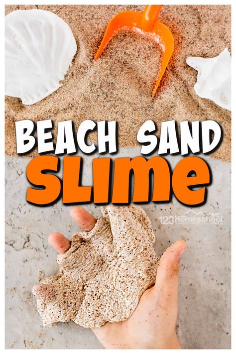 Beach Slime, Beach Theme Preschool, Beach Crafts For Kids, Beach 2024, Summer Preschool Activities, Sand Slime, Beach Themed Crafts, Beach Week, Rock Beach