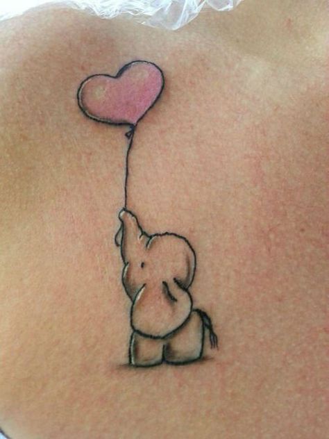 23 Unique Balloon Tattoo Designs Alzheimers Tattoo, Mama Tattoos, Baby Elephant Tattoo, Tattoo Elephant, Balloon Tattoo, Elephant Tattoo Design, Mommy Tattoos, Muster Tattoos, Geniale Tattoos