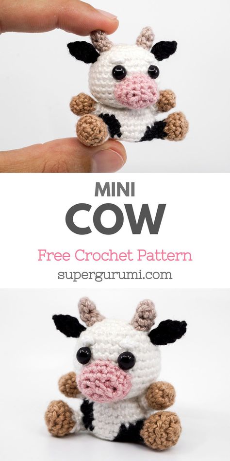 Crochet Cow Mobile Pattern, Cow Crochet Keychain Pattern, Amurguri Crochet, Mini Crochet Cow Free Pattern, Tiny Crochet Cow Pattern, Cow Crochet Amigurumi, Crochet Cow Keychains, Cow Keychain Crochet Pattern Free, Crochet Cow Pattern Free Amigurumi Mini