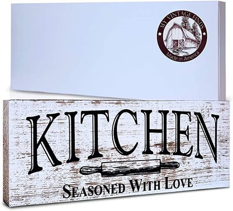 AmazonSmile: Kitchen Sign Rustic Kitchen Decor Farmhouse Wall Decor Made In America Kitchen Sign Wall Decor And Decorations: Home & Kitchen Kitchen Wall Decor Farmhouse, Rustic Kitchen Wall Decor, Farmhouse Rustic Kitchen, Pantry Sign, Casa Retro, Farmhouse Kitchen Signs, Kitchen Decor Farmhouse, Small Cottage Kitchen, Farmhouse Paint Colors