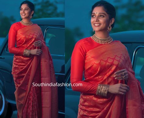 Silk Saree Blouse Designs Full Sleeves, Closed Neck Saree Blouse, High Neck Full Sleeve Blouse, Full Neck Blouse Design, Pink Full Sleeve Blouse, Closed Neck Blouse Designs, Close Neck Blouse Designs, Close Neck Blouse, Red Kanchipuram Saree