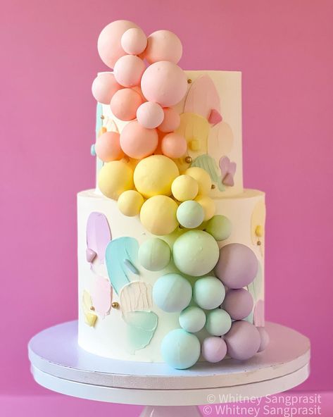 Pastel Colour 1st Birthday Cake, Pastel Colored Birthday Cake, Pastel Colors Birthday Cake, Pastel Rainbow Birthday Party Cake, Pastel Color Cake Birthdays, Pastel Colour Cake, Pastel Color Cake, Pastel First Birthday Party, Rainbow Themed Cake