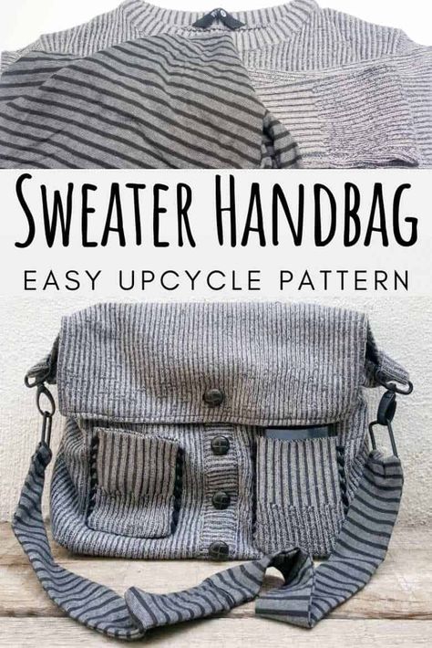 Upcycling, Easy Upcycle, Sweater Bags, Boho Tote Bag, Handbag Hardware, Boho Tote, Tote Outfit, Upcycling Ideas, Old Sweater