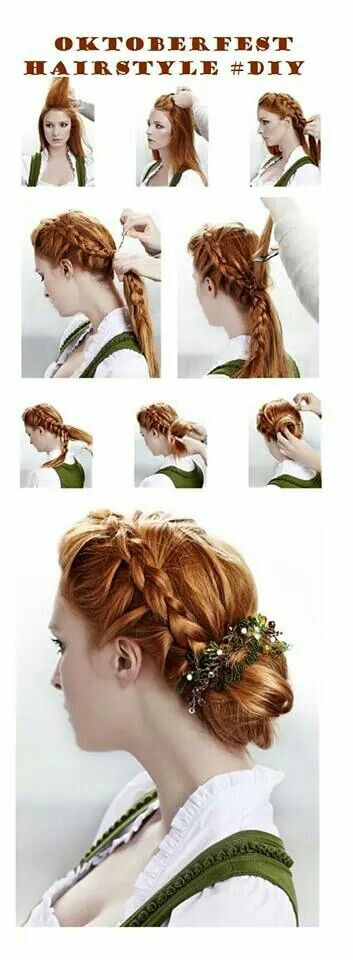 Oktoberfest German Hairstyle, Oktoberfest Hair, Diy Hairstyle, Your Hair, Oktoberfest Party, Dirndl Dress, Hairstyle Tutorial, Hairstyle Gallery, Hair Dos