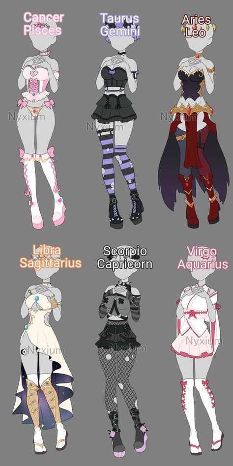 Zodiac Sign Characters, Zodiac Signs Outfits Drawing, Zodiac Signs Cute Drawing, Draw My Character In Your Style, Zodiac Drawing Ideas, Zodiac Signs As People Art, Zodiac Signs Girls Art, Zodiac Sign Drawings, Magical Outfits Drawing