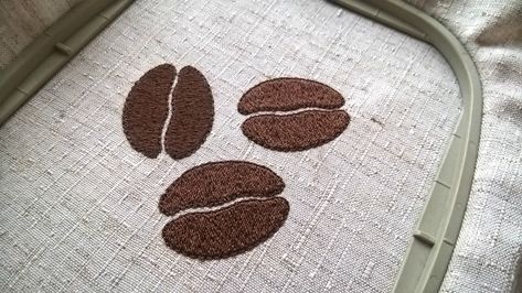 Couture, Coffee Bean Embroidery, Coffee Embroidery Designs, Coffee Embroidery Patterns, Coffee Embroidery, Embroider Ideas, Machine Embroidery Quilts, Embroidery Wall Art, Diy Embroidery Patterns