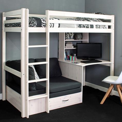 Thuka HIT High Sleeper Bed with Desk & Chairbed Inexpensive Bedding, Loft Beds For Teens, Girls Loft Bed, High Sleeper Bed, Bunk Bed With Desk, Small Apartment Bedrooms, Modern Bunk Beds, Cool Bunk Beds, Bunk Beds With Stairs