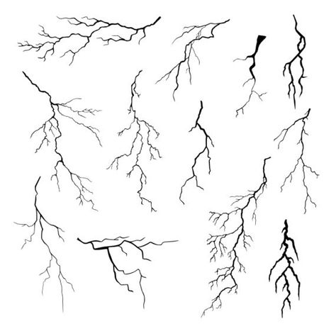 Lightning Bolts Drawing, Lightening Bolt Tattoo Back, Lightning Bolts Tattoos, Lightening Bolt Tattoo Design, Lighting Tattoo Stencil, Tattoo Of Lightning, Drawings Of Lightning, Back Tattoo Lightning, Lighting Tattoo On Leg