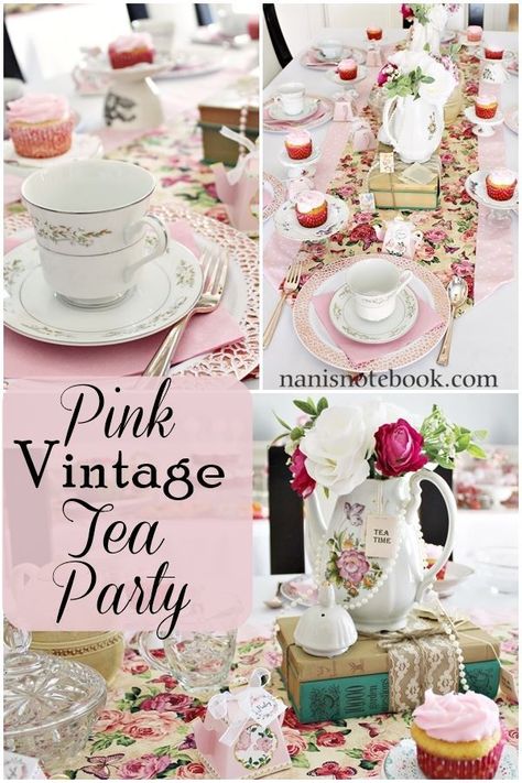 How To Set Up A Tea Party Table, Tea Party Dollar Tree, Tea Party Bridal Shower Decorations Diy Table Settings, Tea Party Round Table Settings, Table Decorations For Tea Party, High Tea Decorations Table, Hi Tea Party Ideas Table Settings, Pink Tea Party Aesthetic, High Tea Party Decorations Table Settings