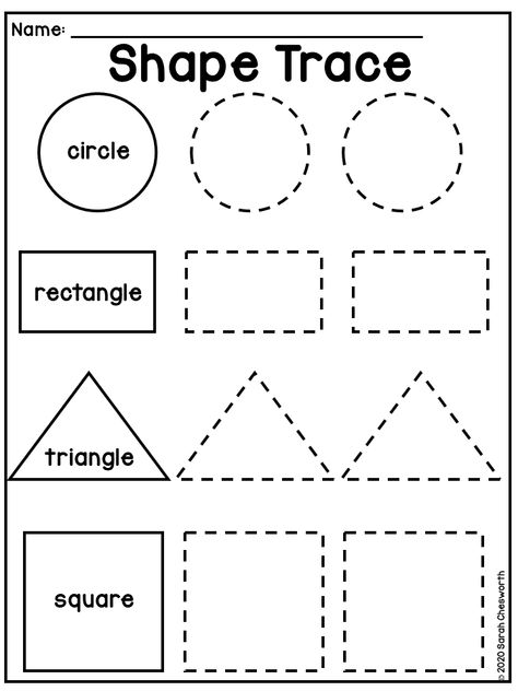 A worksheet focused on shapes and tracing for preschool children. Math Sheets For Preschoolers, Simple Preschool Worksheets, Shape Trace Printable Free, Get Ready For Preschool Activities, Preschool Activity Worksheets, Nursery School Worksheets, Worksheet Shapes Preschool, Trace The Shapes Worksheet, Trace And Write Alphabet Worksheets