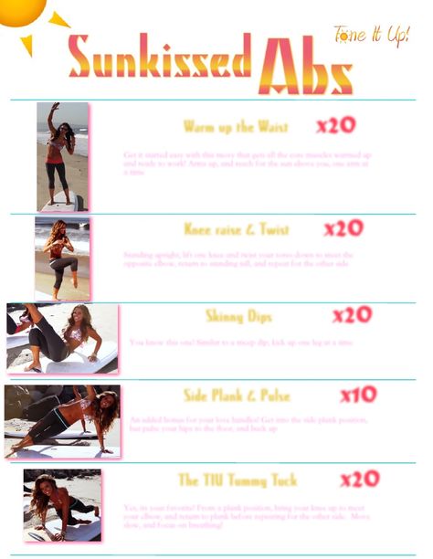 Sunkissed Abs Printable Tone It Up Karena Katrina | Scribd Mind Strong, Motivație Fitness, Workout Bauch, Printable Workouts, Strong Woman, Motivation Fitness, Stay In Shape, Fit Body, Tone It Up