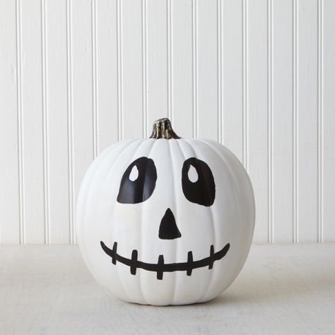 Combine two Halloween icons in one craft with this skeleton painted pumpkin with paint from #marthastewartcrafts Fall Pumps, Pumpkin Paint, Pumpkins Painted, Painting Ideas Creative, Halloween Pumpkins Painted, Pop Culture Halloween Costume, Pink One Piece, Navy Blue Fabric, Creative Halloween Costumes