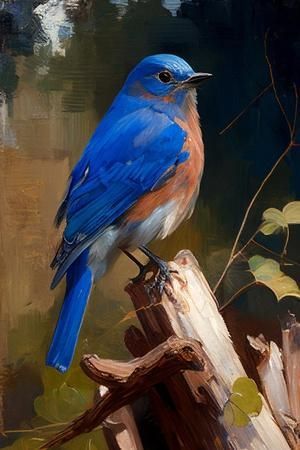 'Easter Bluebird' Art Print - Vivienne Dupont | Art.com Nature, Bluebird Art Print, Birds Oil Painting, Bird Parakeet, Blue Bird Painting, Bluebird Art, Collage Quilting, Bluebird Painting, Bird Painting Acrylic