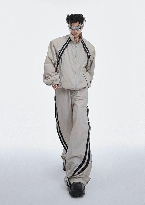 Argue Culture: Athleisure Contrast Jacket & Track Pants Set Available at ohvault.com 𝐎 Shop Quality Streetwear Brands From Asia  As Seen on TikTok, Pinterest & Instagram #style #outfitinspo #fashion #vintage #gorpcore #streetwear #streetfashion #aesthetic #y2k White Streetwear Outfit Men, Athleisure Mens Fashion, Sporty Men Outfits, Sporty Outfits For Men, Y2k Pants Men, Mens Athleisure Outfits, Track Jacket Outfit, Athleisure Outfits Men, Palace Streetwear