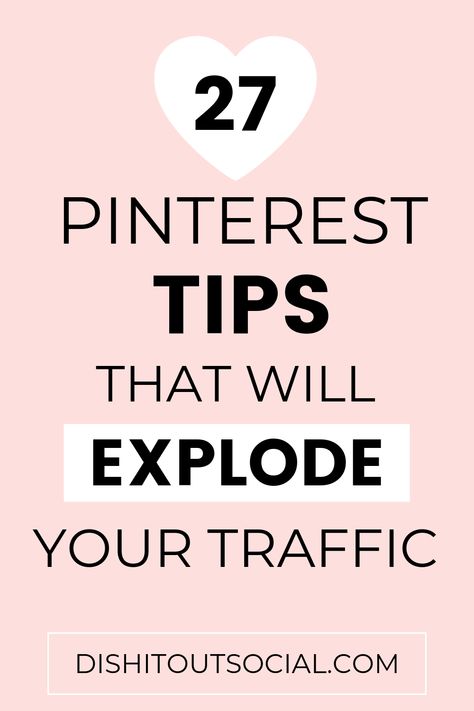 Do you want to know how to get more blog traffic? In this post, I give you 27 tips that will help you start getting more Pinterest traffic. Check out these website traffic tips and leave a comment below. #pinteresttraffic #blogtraffictips Pinterest Marketing Business, Pinterest Growth, Pinterest Seo, Increase Blog Traffic, Pinterest Traffic, Pinterest Management, Pinterest Marketing Strategy, Pinterest Strategy, Pinterest For Business