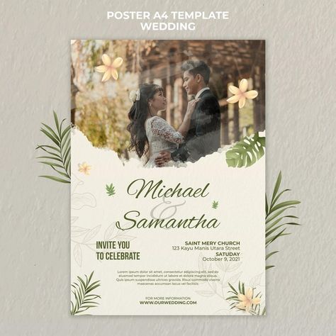 Ambience Decor, Wedding Poster Design, Wedding Invitation Design Modern, Cartoon Wedding Invitations, Wedding Layout, Wedding Flyers, Event Poster Template, Poster Template Free, Wedding Poster