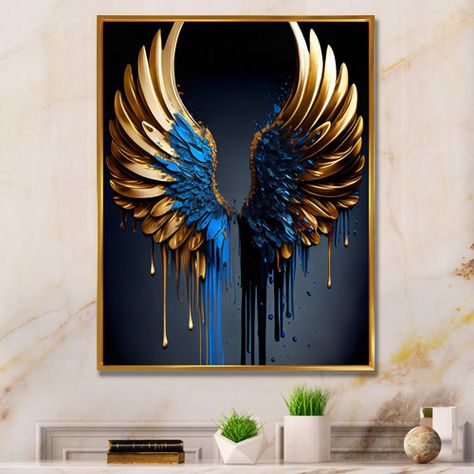 Bungalow Rose African Woman Poetry I - African American Metal Wall Art Prints | Wayfair Lighted Canvas Art, Angel Wall Art, Angel Wings Wall, Fantasy Wall Art, Contemporary Glam, Mosaic Murals, Gold Angel Wings, Gold Angel, Art Gallery Wallpaper