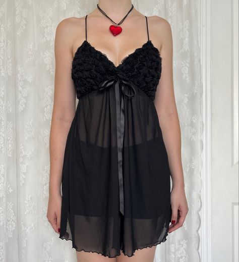 Y2K 2000s Dainty Dark Coquette Black Babydoll Slip Dress with rose pattern on the cups #y2k #y2kfashion #2000s # 2000fashion #depop #slipdress #lavieenrose #coquette #lace #dainty #babydoll Dainty Coquette, Babydoll Slip Dress, Coquette Black, Dark Coquette, Rose Lingerie, Black Babydoll, 2000 Fashion, Y2k 2000s, Black Slip Dress