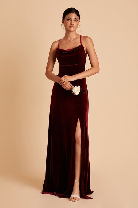 Velvet Bridesmaid Dresses | Velvet Dresses | Birdy Grey Maroon Dress Wedding Guest, Rust Maroon Color Palette, Brown Velvet Bridesmaid Dresses, Maroon Velvet Bridesmaid Dresses, Bridesmaid Dresses Red Wine, Winter Bridesmaids Dresses, Red Velvet Bridesmaid Dresses, Burgundy Velvet Bridesmaid Dresses, Jewel Tone Bridesmaid Dresses