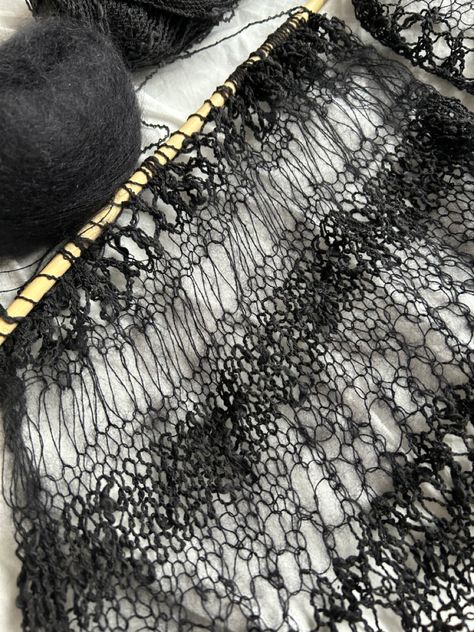 Knitting With Thread, Creative Knitting Art, Distressed Crochet Pattern, Knitting Aesthetic Dark, Goth Knitting Pattern, Grunge Knitwear, Goth Knitwear, Distress Crochet, Fishnet Layering